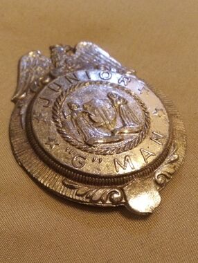 Vintage Silver-Tone Union G-Man Badge Pin